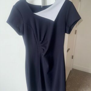 Shelby & Palmer Asymmetrical Navy and White Dress